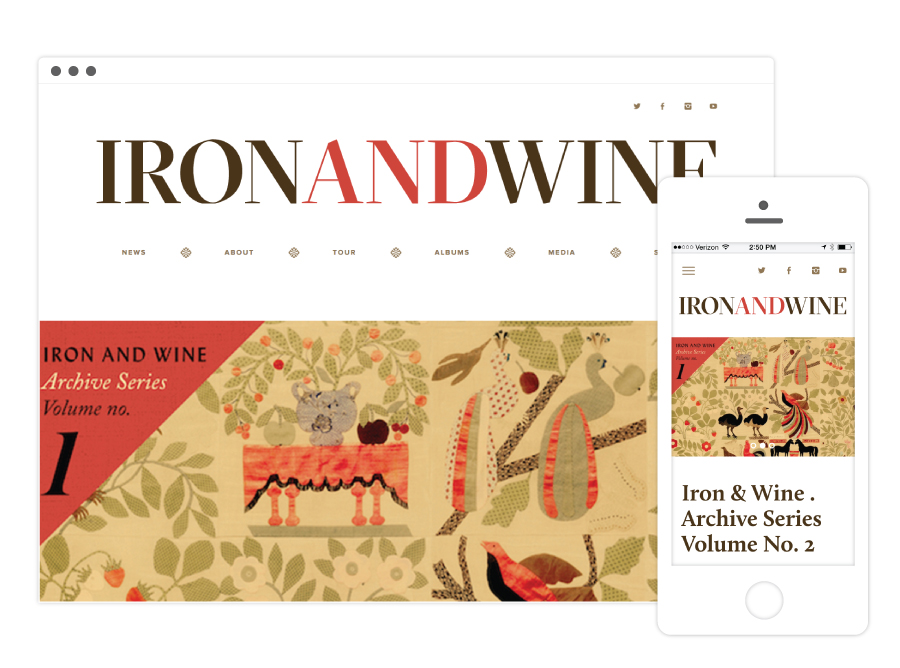 Iron and Wine Website Home Page